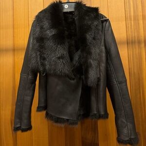 Michelle Mason Black Shearling Jacket